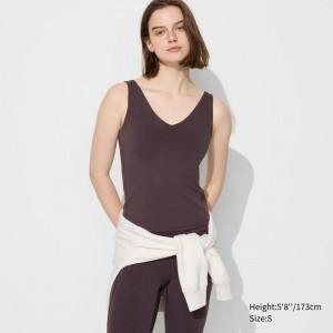 Uniqlo AIRism Active Sleeveless Women Tank Tops Dark Brown US | LSQV-83974