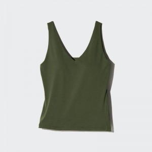 Uniqlo AIRism Active Sleeveless Women Tank Tops Dark Green US | FLAY-51943