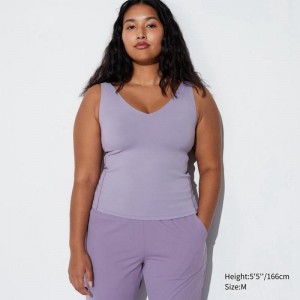 Uniqlo AIRism Active Sleeveless Women Tank Tops Purple US | SHTQ-81369