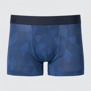 Uniqlo AIRism Boxer (Low Rise, Print) Men Briefs Blue US | AJCW-83645