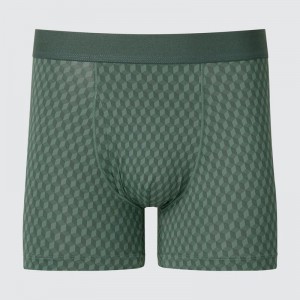 Uniqlo AIRism Boxer (Print) Men Briefs Olive US | BLGQ-85469