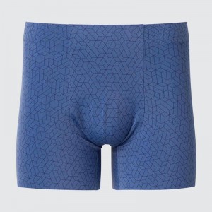 Uniqlo AIRism Boxer (Ultra Seamless, Print) Men Briefs Blue US | KLAU-09764