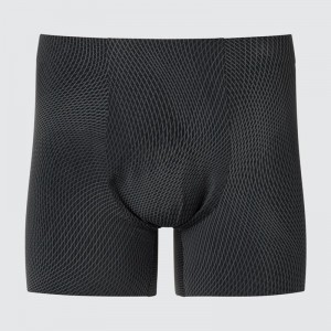 Uniqlo AIRism Boxer (Ultra Seamless, Print) Men Briefs Black US | OGSV-62583