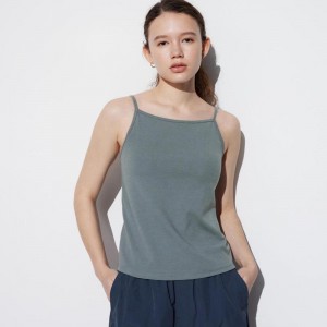 Uniqlo AIRism Cotton (Boat Neck) Women Camisoles Grey US | FTAW-35746