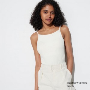 Uniqlo AIRism Cotton (Boat Neck) Women Camisoles White US | SOMY-14206