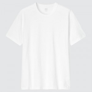 Uniqlo AIRism Cotton Crew Neck Men T-Shirt White US | JFZX-10398