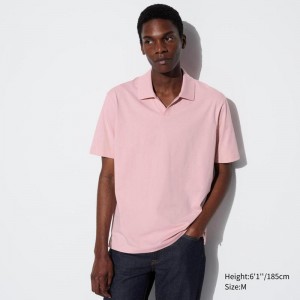 Uniqlo AIRism Cotton Jersey (Skipper Collar) Men Polo Shirts Pink US | GTRF-72430