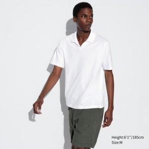 Uniqlo AIRism Cotton Jersey (Skipper Collar) Men Polo Shirts White US | TXBN-34926