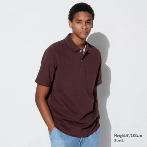 Uniqlo AIRism Cotton Piqué Men Polo Shirt Wine US | YBHT-86035