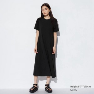 Uniqlo AIRism Cotton Women Dress Black US | VFEM-56014