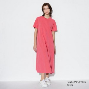 Uniqlo AIRism Cotton Women Dress Pink US | CIWV-32850