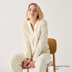 Uniqlo AIRism Cotton Women Pyjamas Beige US | MQZX-74508