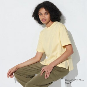 Uniqlo AIRism Cotton Women T-Shirts Cream US | LECR-86319