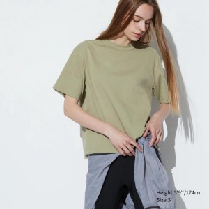 Uniqlo AIRism Cotton Women T-Shirts Green US | GENC-26430