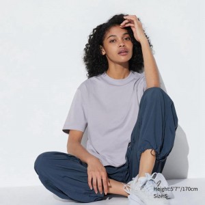 Uniqlo AIRism Cotton Women T-Shirts Light Grey US | FHVU-95173