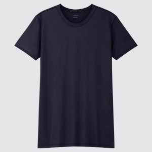 Uniqlo AIRism Crew Neck Men T-Shirt Navy US | CWHP-05296