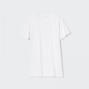 Uniqlo AIRism Crew Neck Men T-Shirt White US | HKGI-20694