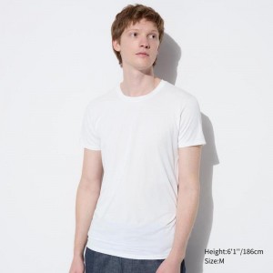 Uniqlo AIRism Crew Neck Men T-Shirt White US | KSCG-80427