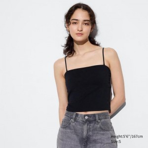 Uniqlo AIRism Cropped Tube Women Tank Tops Black US | MONZ-85746