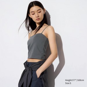 Uniqlo AIRism Cropped Tube Women Tank Tops Dark Grey US | JQXM-74936