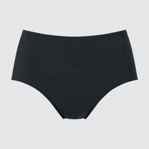 Uniqlo AIRism High Rise Period Pants (High Absorbency) Women Briefs Black US | EKIB-18563