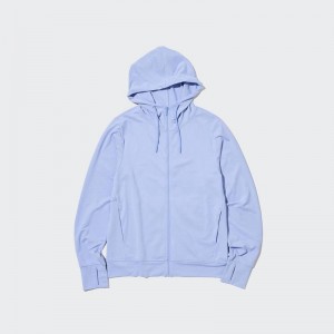 Uniqlo AIRism Mesh UV Protection Full-Zip Women Hoodies Blue US | MWQR-20795