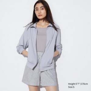 Uniqlo AIRism Mesh UV Protection Full-Zip Women Hoodies Grey US | FLAD-03856