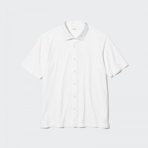 Uniqlo AIRism (Open Collar) Men Polo Shirt White US | SXKA-94512