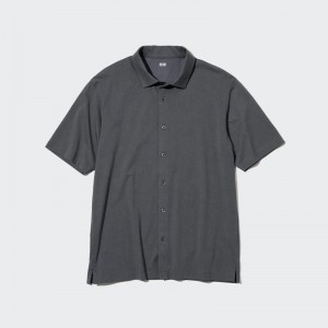 Uniqlo AIRism (Open Collar) Men Polo Shirt Grey US | PYZS-39106