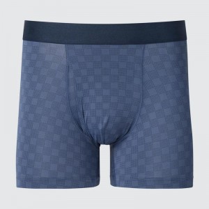 Uniqlo AIRism Printed Boxer Men Briefs Blue US | UEDT-17489