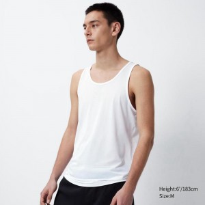 Uniqlo AIRism Tank (Anti-Odour, Mesh) Men Tank Tops White US | DUAJ-28376