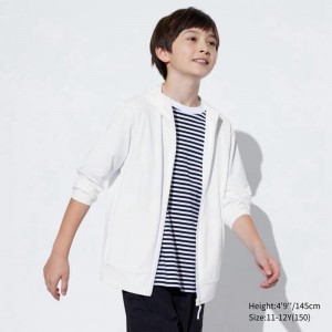 Uniqlo AIRism UV Protection Mesh Kids' Hoodies White US | OPFY-86735