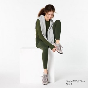 Uniqlo AIRism UV Protection Soft (With Pockets) Women Leggings Dark Green US | KBJX-49150