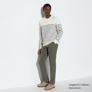 Uniqlo AirSense (Cotton-Like, Long) Men Trousers Olive US | NAYL-48671