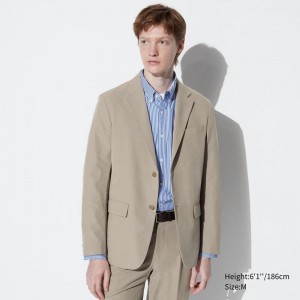 Uniqlo AirSense Men Jackets Beige US | QBNO-64798