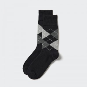 Uniqlo (Argyle) Men Socks Black US | MHST-05124