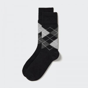 Uniqlo (Argyle) Men Socks Black US | ZLOI-12035