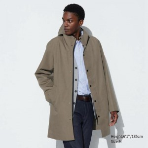 Uniqlo BLOCKTECH Men Coat Beige US | QGRE-35941