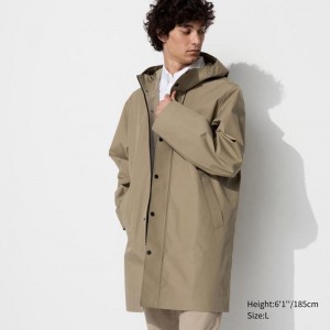 Uniqlo BLOCKTECH Men Coat Beige US | YXGD-50672