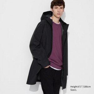 Uniqlo BLOCKTECH Men Coat Black US | MQHI-39102