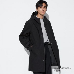 Uniqlo BLOCKTECH Men Coat Black US | WLZM-04123