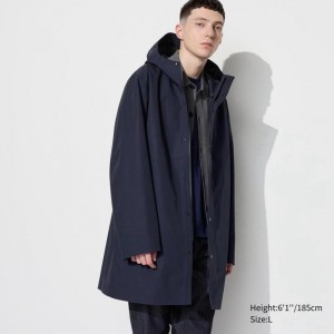 Uniqlo BLOCKTECH Men Coat Navy US | GOJQ-45197