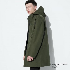 Uniqlo BLOCKTECH Men Coat Olive US | CJBR-72840