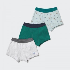 Uniqlo Boys Boxer (Dinosaurs, 3 Pairs) Kids' Briefs Green US | EQTA-38716