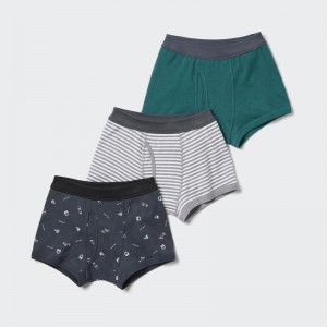 Uniqlo Boys Boxer (Skateboards, 3 Pairs) Kids' Briefs Dark Grey US | IBPV-03645