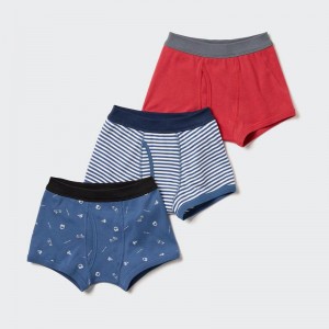 Uniqlo Boys Skateboard Print (Three Pairs) Kids' Briefs Blue US | AUJX-79063