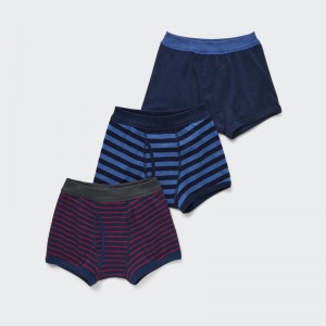 Uniqlo Boys Striped (Three Pairs) Kids' Briefs Navy US | QDBN-36075