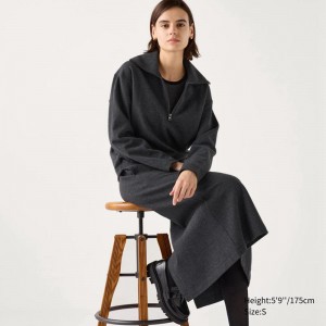 Uniqlo Brushed Jersey Half-Zip Women Sweatshirt Dark Grey US | XZWP-12857