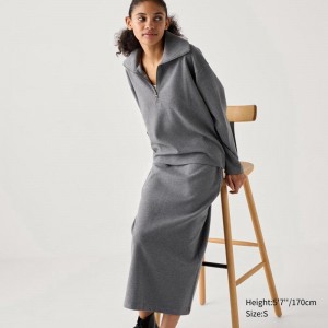 Uniqlo Brushed Jersey Narrow Women Skirts Grey US | PIRE-21864