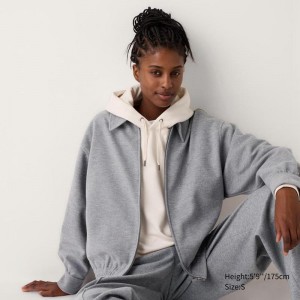 Uniqlo Brushed Jersey Oversized Blouson Women Jackets Grey US | HQJO-35829